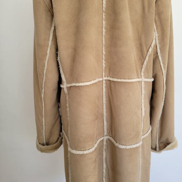 Big Chill Penny Lane Coat Tan Faux Shearling Y2K Patchwork Women Large - Picture 10 of 16